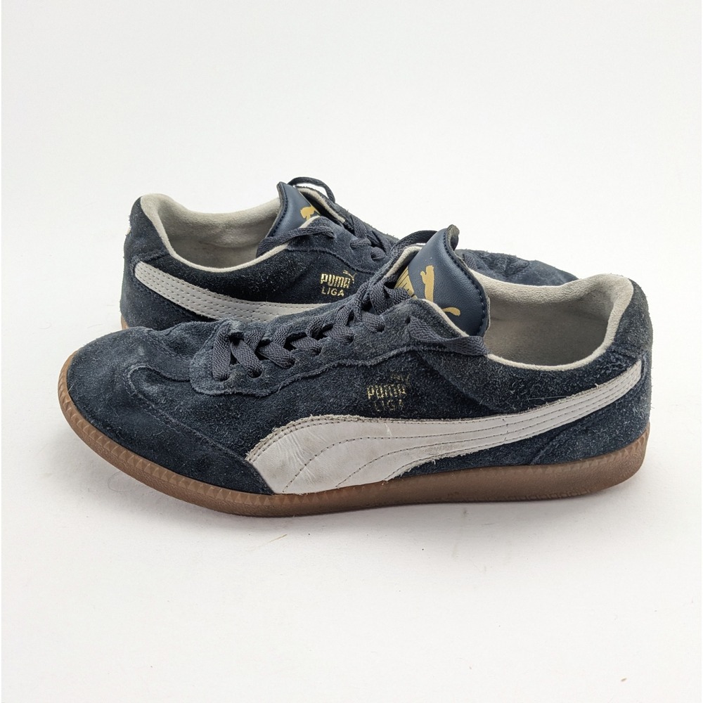 Mens Puma Super Liga Og Retro Navy Blue Leather Suede Shoes 341466 54 Size 10.5